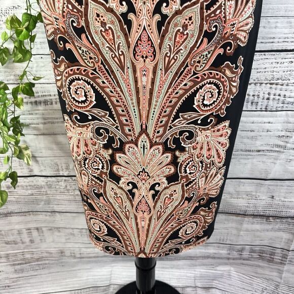 JM Collection DRess size Medium black Brown Paisley Straight Sheath Stretch Knee - Picture 13 of 16